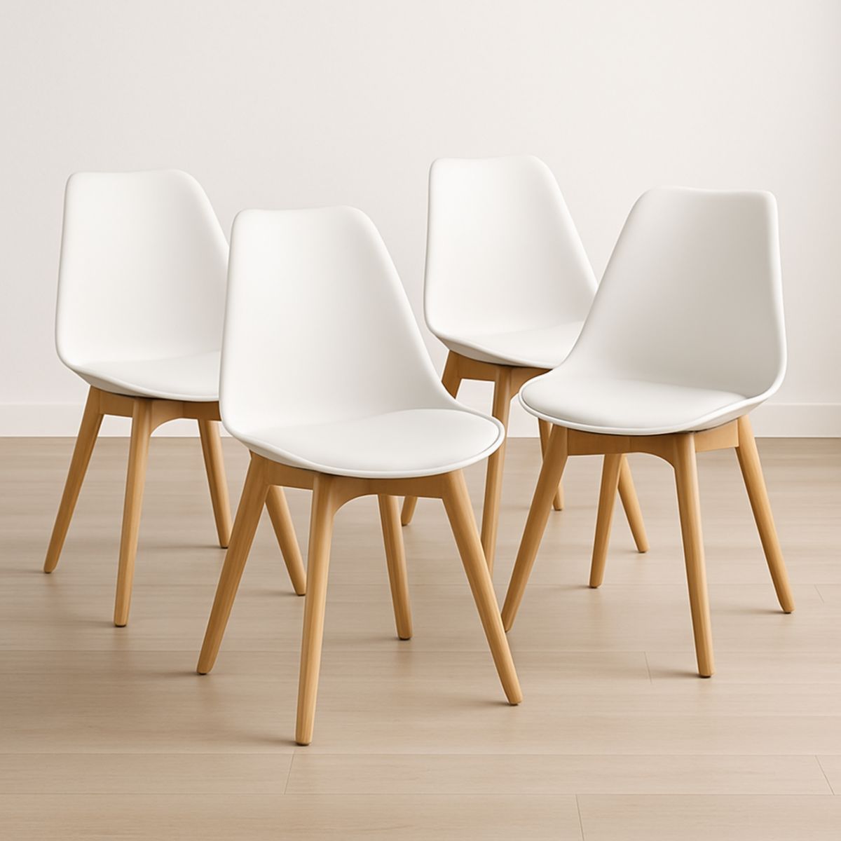Chaises de Salle à Manger Blanches Lot de 4 Polypropylène Bois 82x48x55 cm