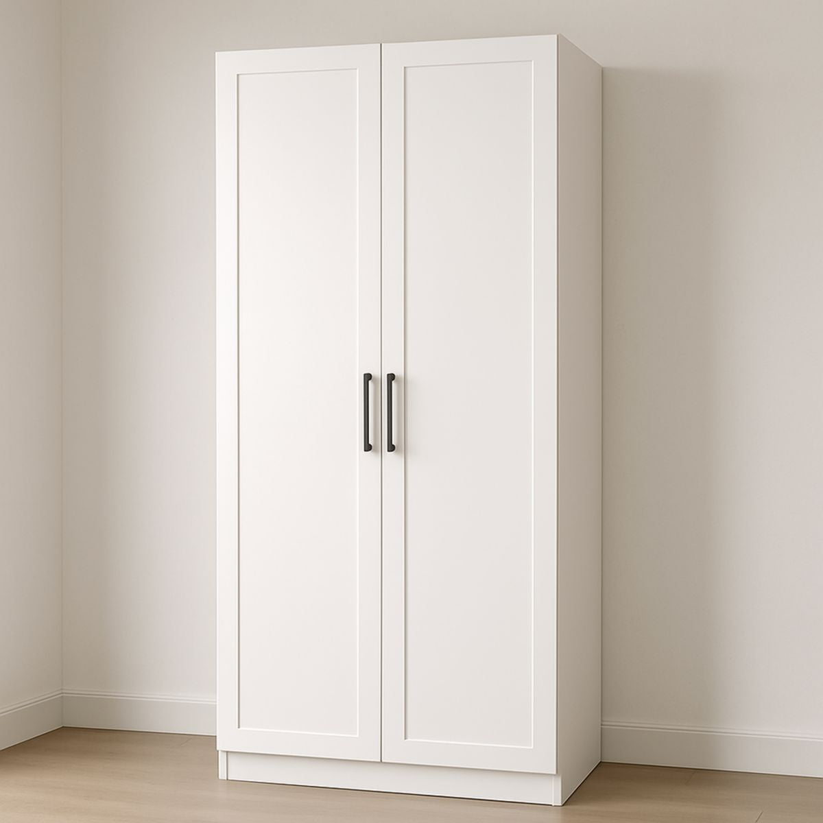 Armoire blanche en bois composite 2 portes 200x100x60 cm