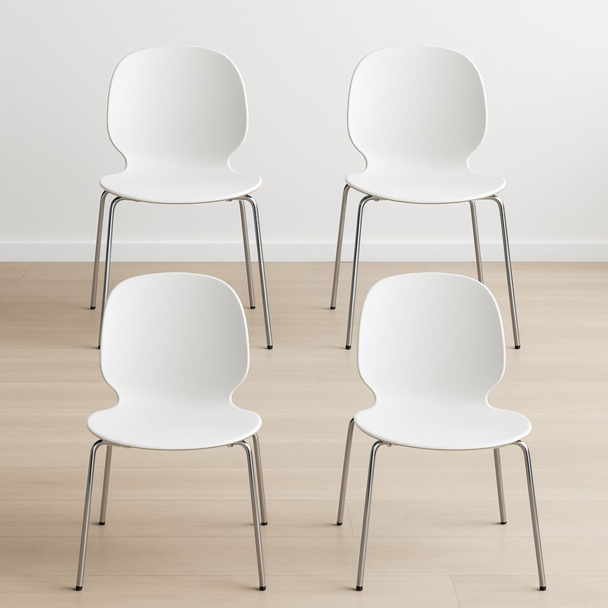 Chaise de salle à manger polypropylène blanc structure acier chromé lot de 4