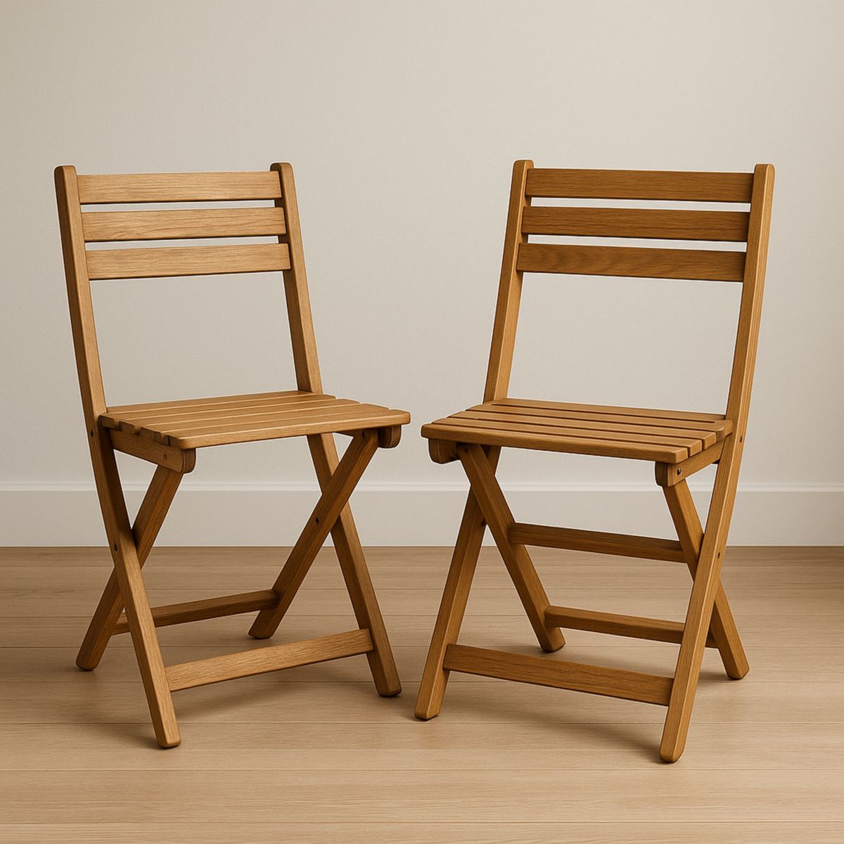 Chaise Pliante en Bois de Hêtre 2 Pièces Marron 82 cm