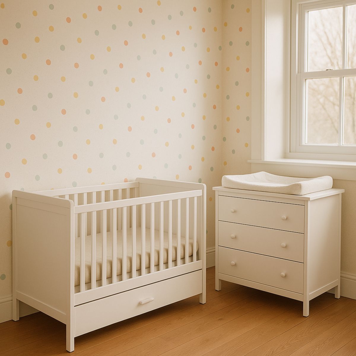 Lit bébé avec tiroir en bois massif blanc 120x60 cm conforme EN 716