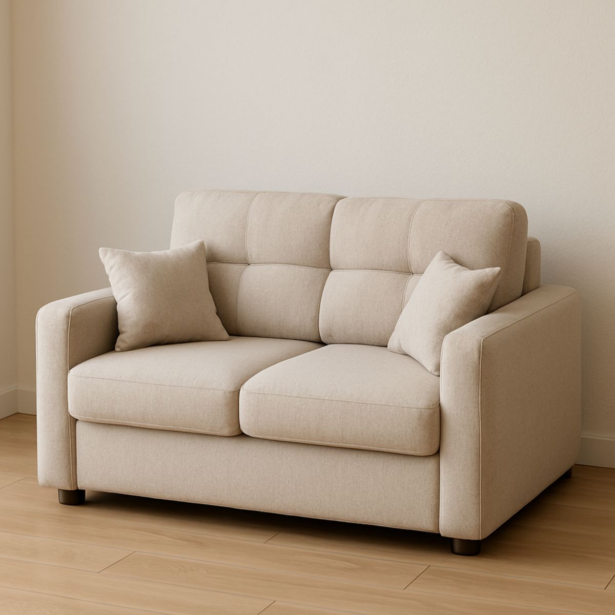 Canapé 2 Places Tissu Beige Polyester 150x85x90 ​​cm