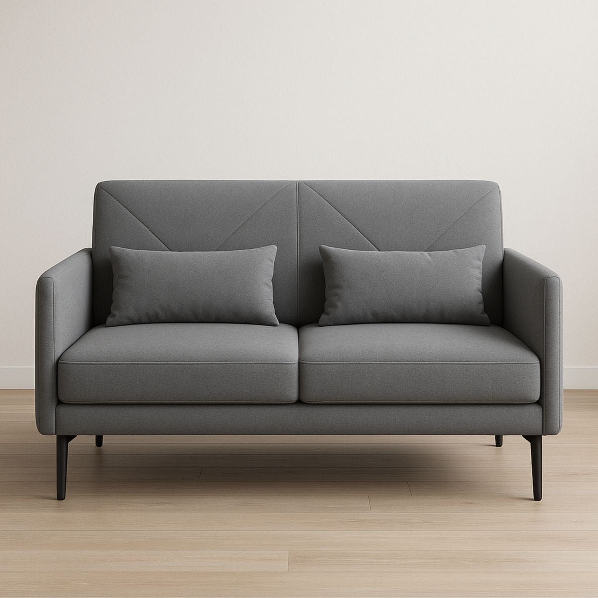 Canapé 2 places tissu polyester gris rectangulaire 190cm